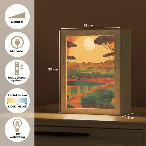 Landschap - Afrikaans - Zon Light Box met kabel (Tafellamp) klein -USP_NL