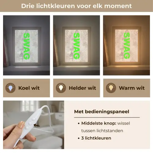 Slangenprint - SWAG - Neon - Groen Light Box met kabel (Tafellamp) klein -USP_lichtkleurNL