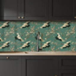 Kersenbloesem - Kraamvogels - Groen keuken achterwand 2 middel 871 -sfeer1