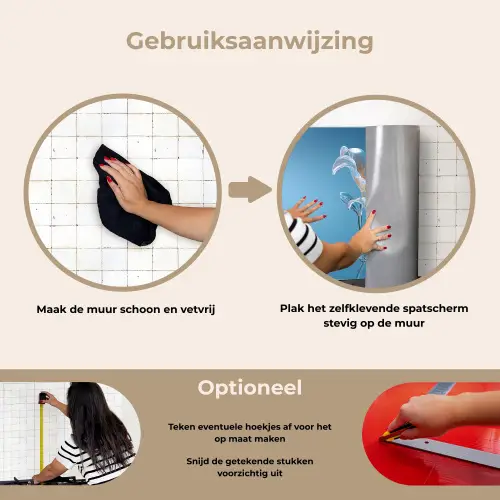 Lelies - Blauw - Glazen keuken achterwand spatscherm klein -gebruiksaanwijzing_NL