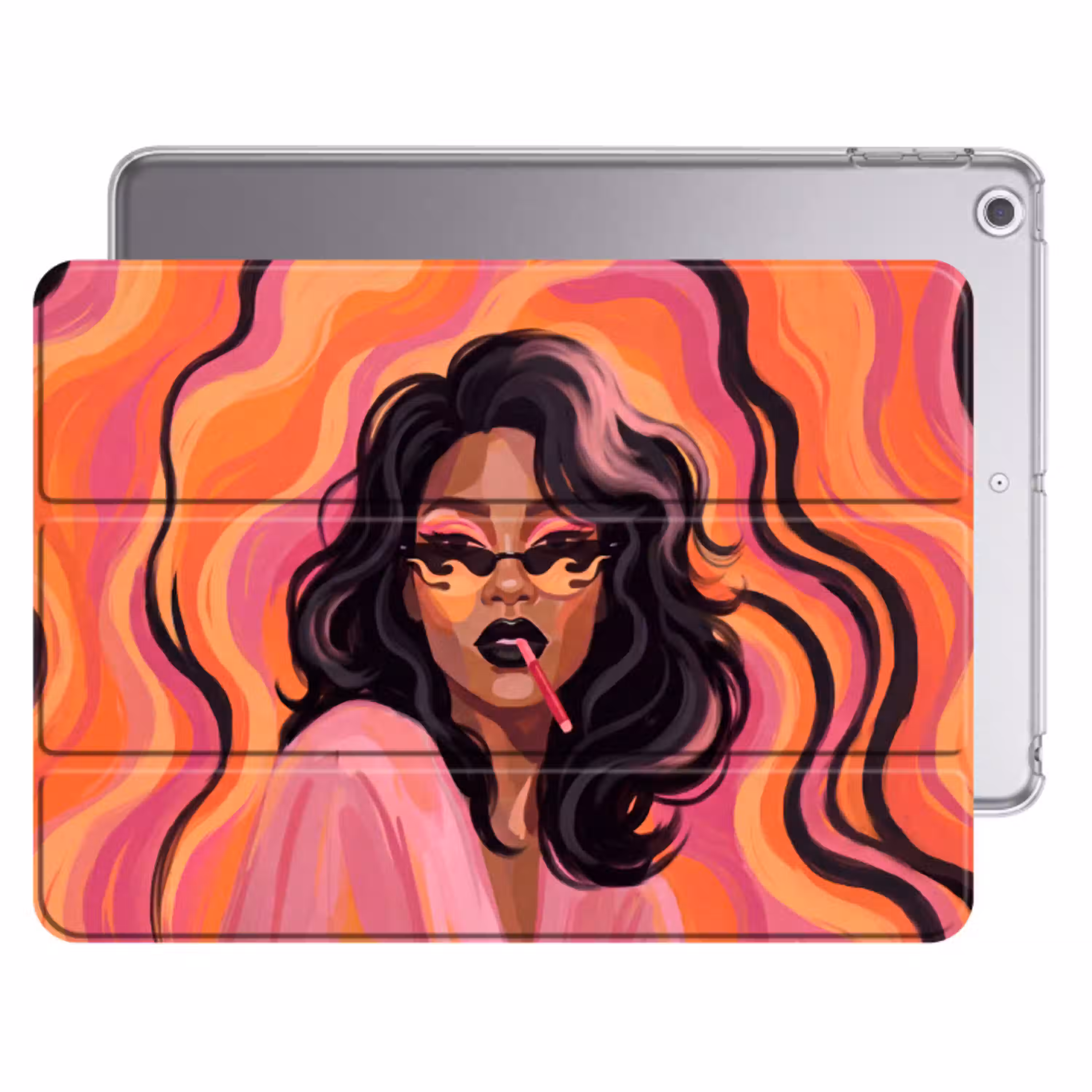 Vrouw - Zonnebril - Modern - Portret - Oranje Apple iPad 2017 middel -threedimensional_3d_global