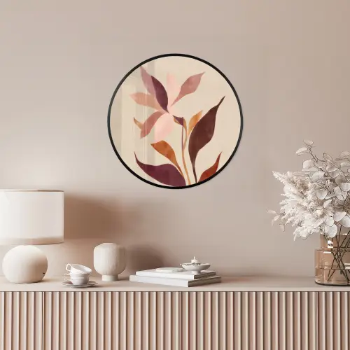 Bloemen - Blaadjes - Minimalistisch - Roze Fotolijst rond zonder passe partout klein -sfeer3