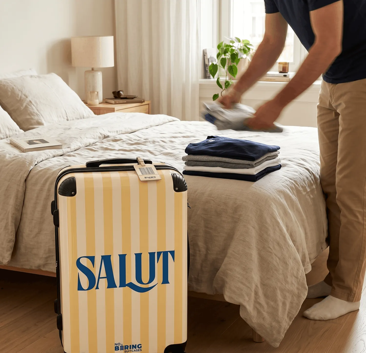 packing suitcase with shirts