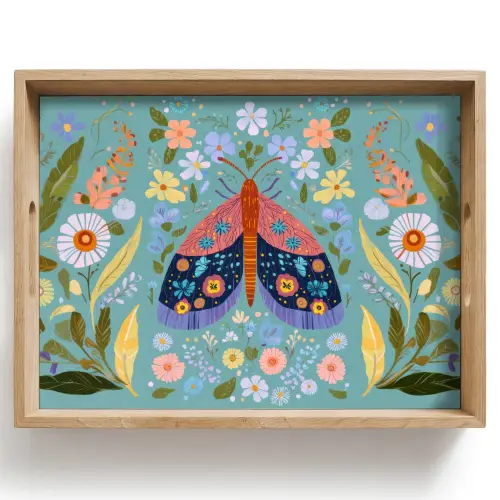 Vlinder - Sierlijk - Bloemen - Bladeren Dienblad Rechthoek middel -z3d_shopping