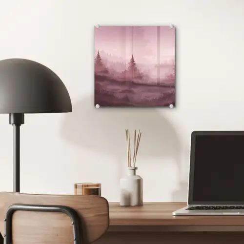 Landschap - Mistig - Roze plexiglas 5mm klein -sfeer6