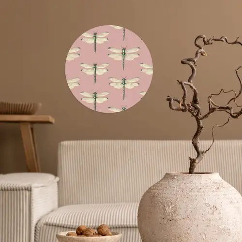 Lillibellen - Patroon - Roze Wandcirkel behangsticker klein 186 -sfeer1
