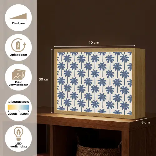 Symmetrisch - Palm - Blauw Light Box met batterij (Wandlamp) middel 907 -USP_websiteoverzichtNL