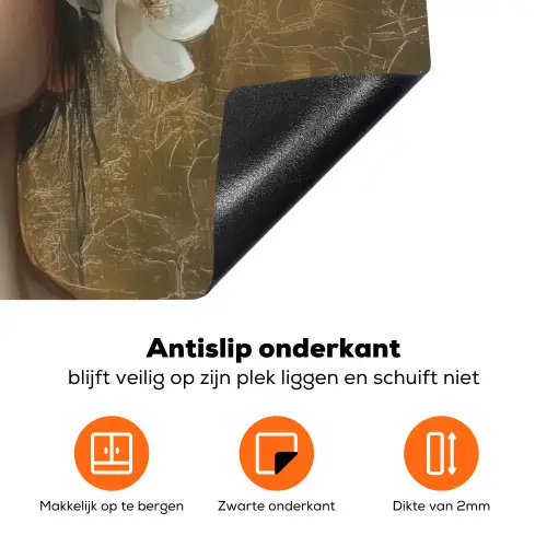Gezicht - Bloemen - Goud - Abstract Inductie beschermer vinyl 3mm klein -zzzzzzz-td-onderkant
