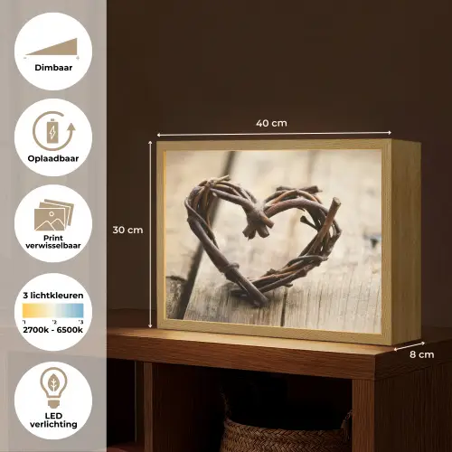 Hart - Hout - Natuur - Takken - Bruin Light Box met batterij (Wandlamp) middel -USP_websiteoverzichtNL