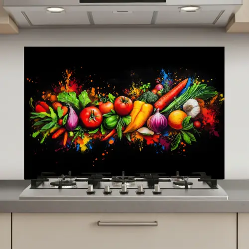 Groente - Eten - Kruiden - Graffiti - Koken keuken achterwand spatscherm klein -3d_website