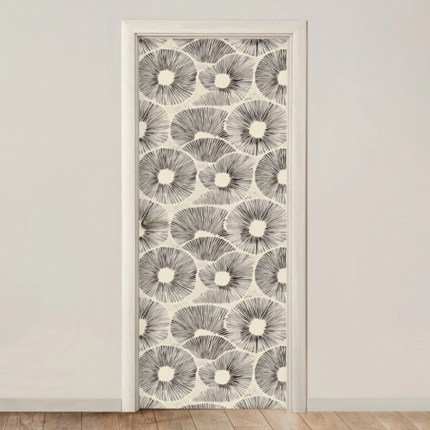 Cirkels - Patroon - Zwart deurposter klein 289 -3d_beige