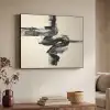 Golven - Penseelstreken - Beige - Minimalistisch Textielframe zwart klein -sfeer3