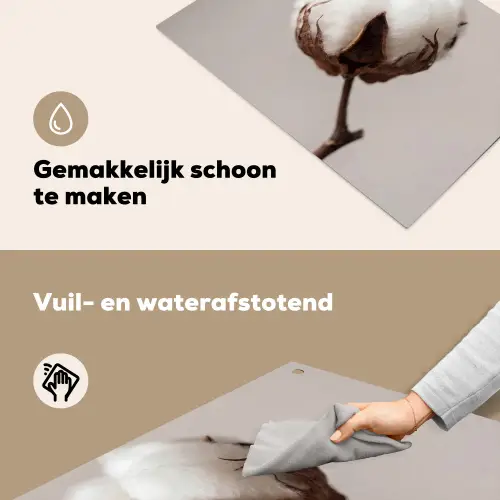 Katoenbol - Minimalistisch - Wit Inductie beschemer met haakjes klein -ky-schoon-nl