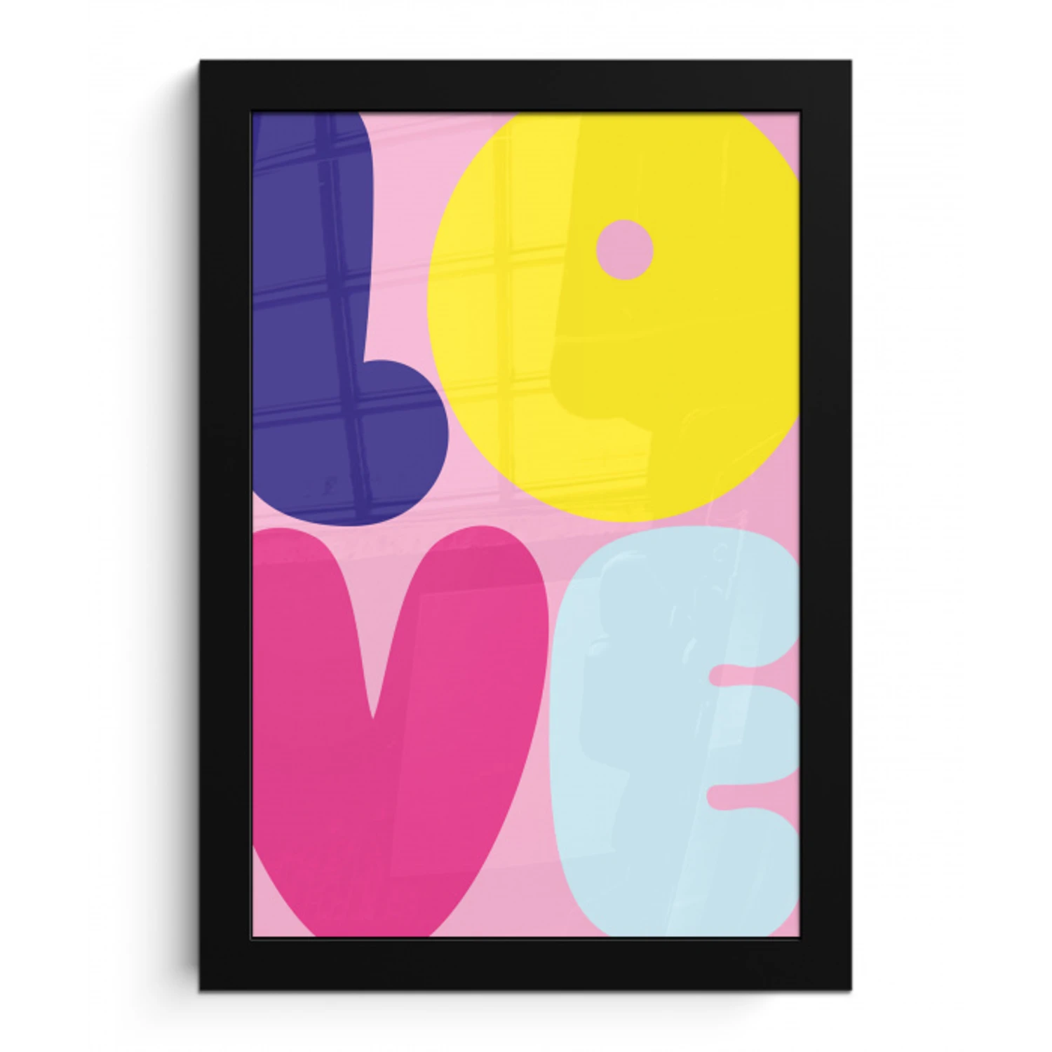 Love - Valentijn - Kleurrijk fotolijst zwart zonder passe partout klein -3d