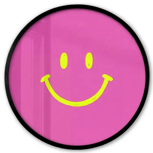 Smiley - Vrolijk - Roze Fotolijst rond zonder passe partout klein -3d