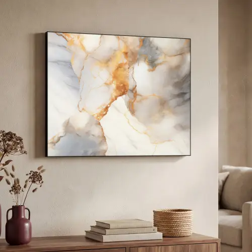 Marmer - Grijs - Goud Textielframe zwart klein -sfeer3