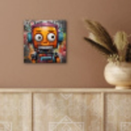 Robot - Graffiti - Oranje - Kleuren aluminium wit klein -sfeer4