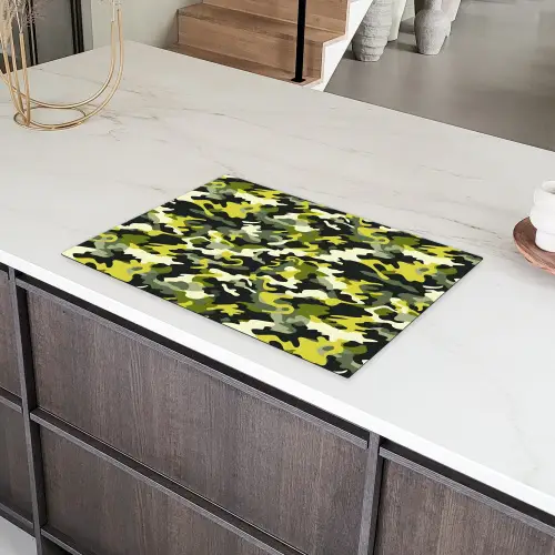 Groen - Geel - Camouflage - Patroon Inductie beschermer vinyl 3mm klein 276 -sfeer8