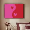 Minimalistisch - Rood - Roze - Hartjes Textielframe - compleet frame klein -sfeer1