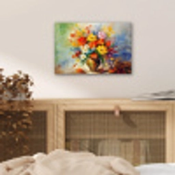 Bloemen - Kleurrijk - Olieverf - Bloempot aluminium wit klein -sfeer3