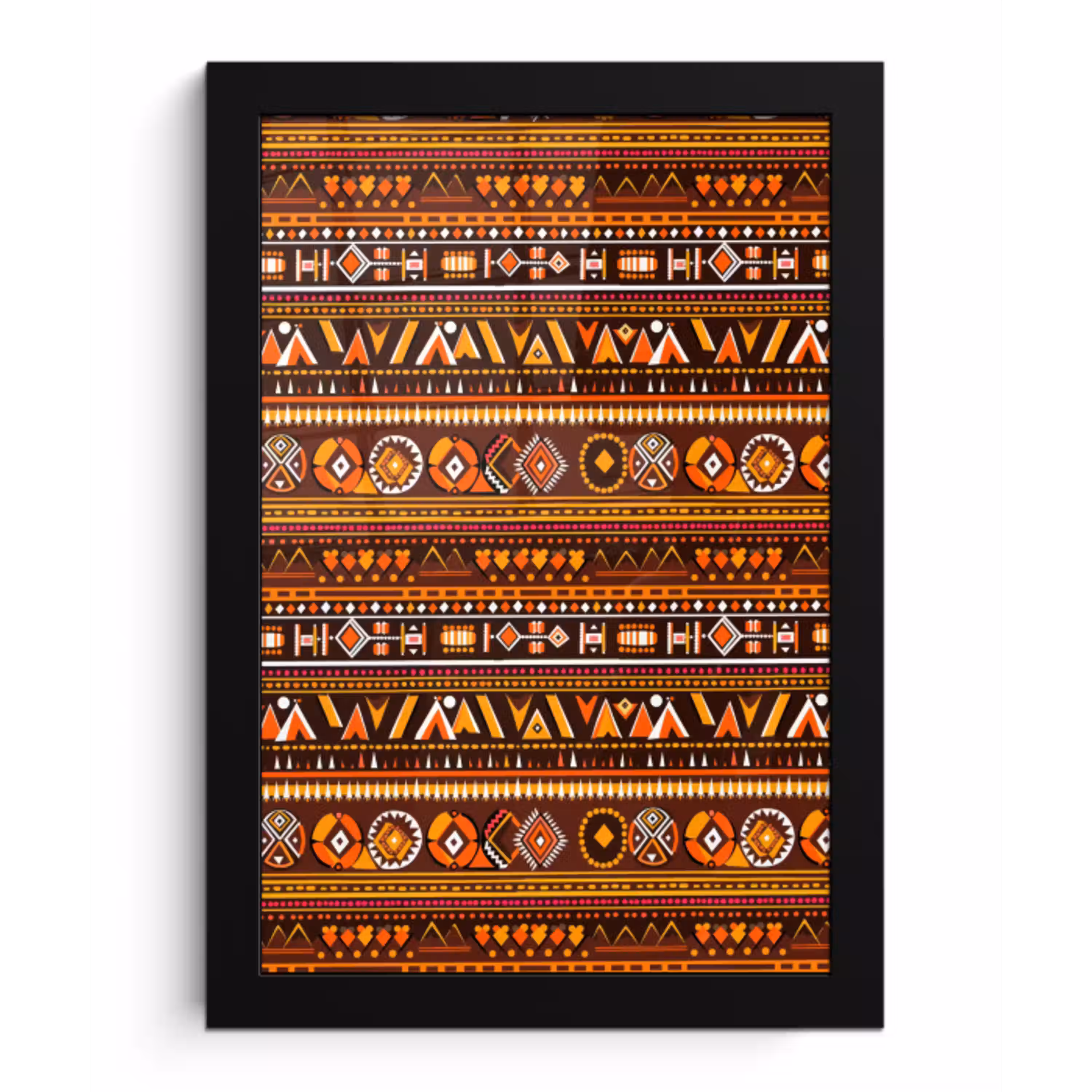 Oranje - Etnisch - Tribaal - Geometrisch - Patroon fotolijst zwart zonder passe partout klein 224 -3d