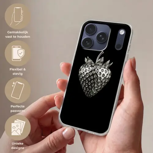 Aardbei - Zaadstructuur - Realistisch Telefoonhoesje iPhone 17 Pro klein -sfeer3_NL
