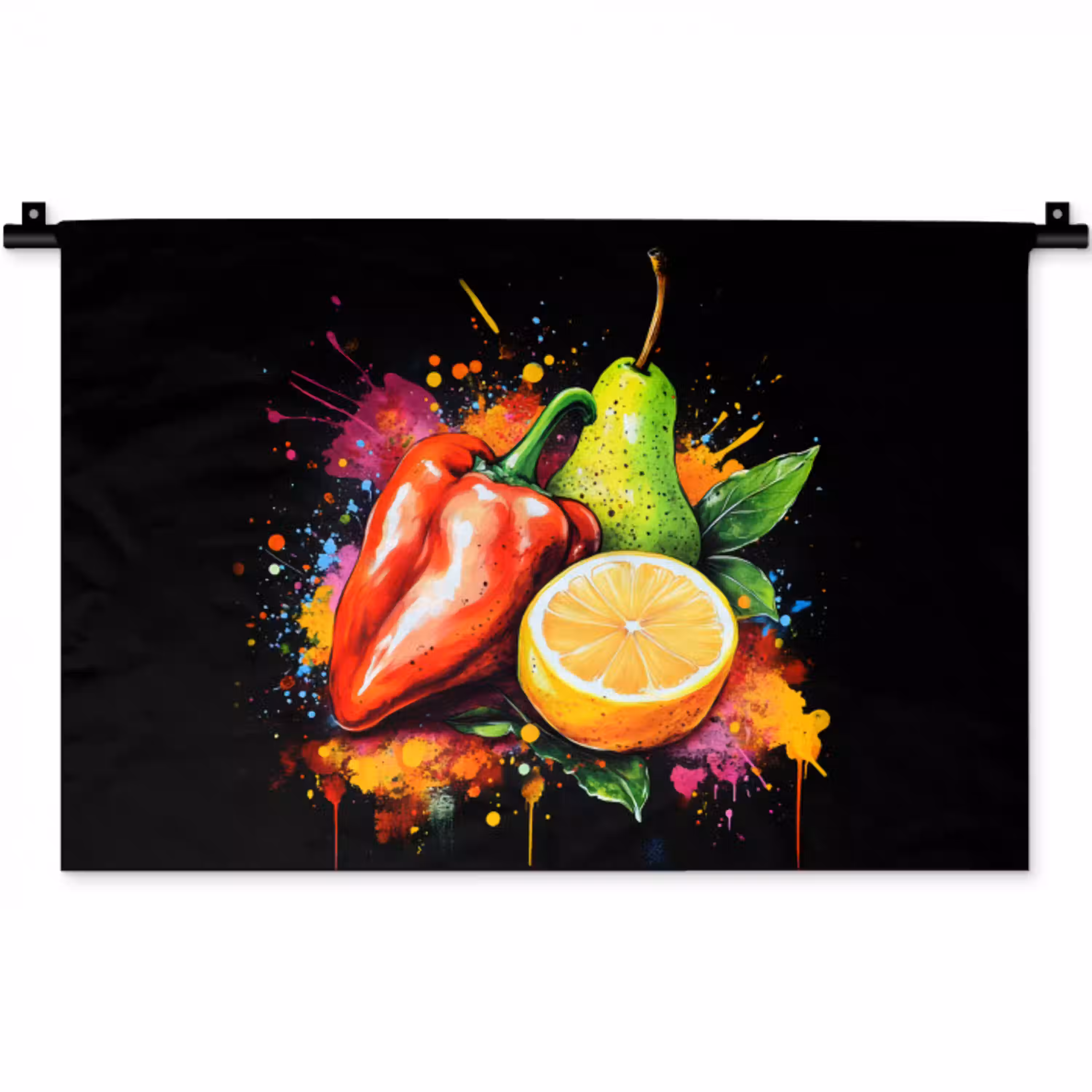 Paprika - Peer - Citroen - Graffiti - Verf - Abstract Wandkleed katoen klein -zz3d
