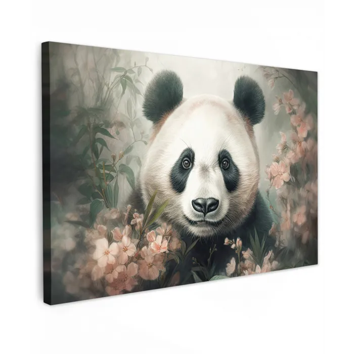 Panda - Dieren - Bloemen - Planten canvas 2cm klein -z3d