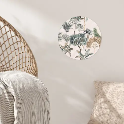 Inductie afdekplaat - Vintage - Jungle - Dieren - Natuur - Inductie beschermer Wandcirkel behangsticker klein -sfeer4