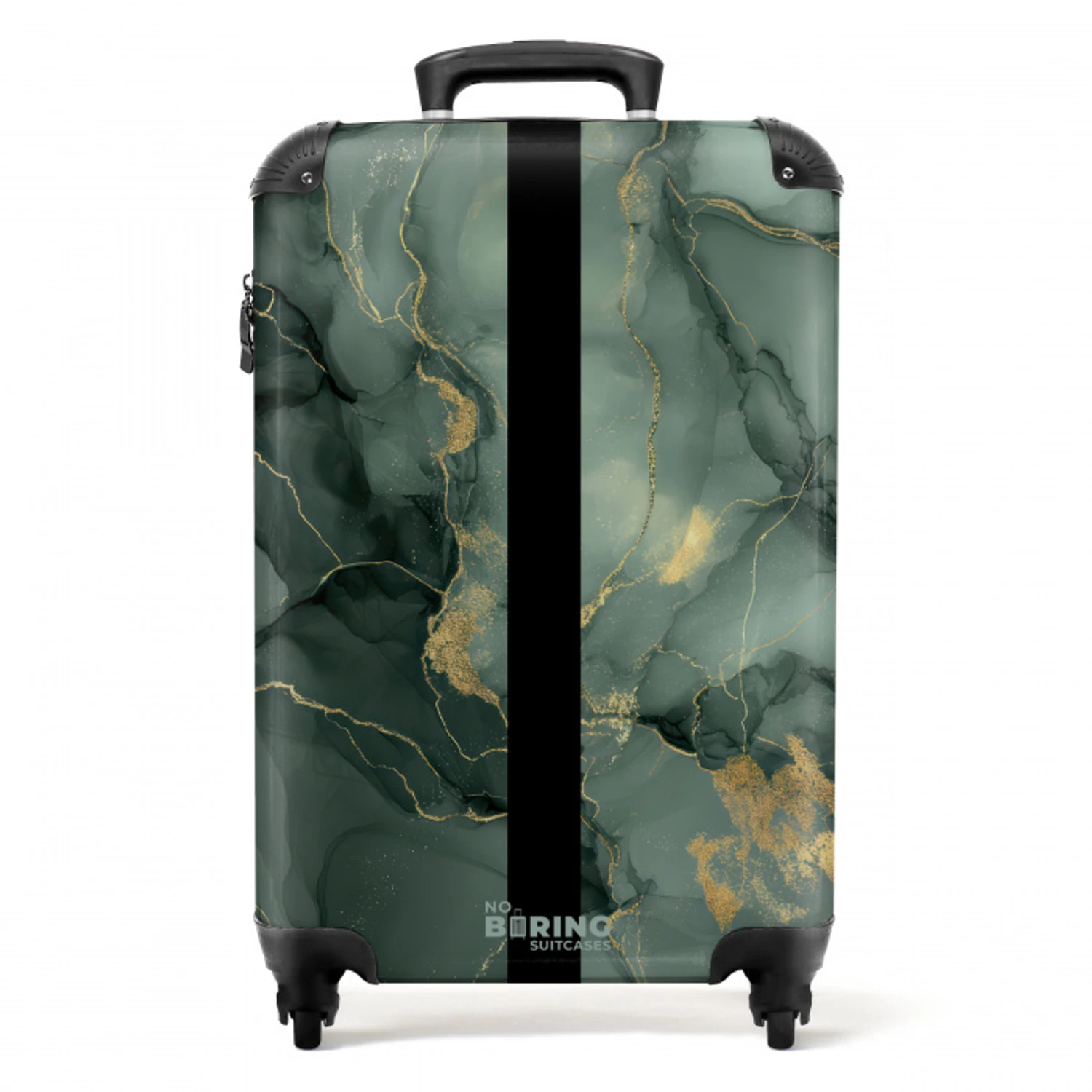 Groene marmerstructuur met gouden accenten NBS - Handbagage koffer - Volwassenen Unisex middel -productfoto_recht