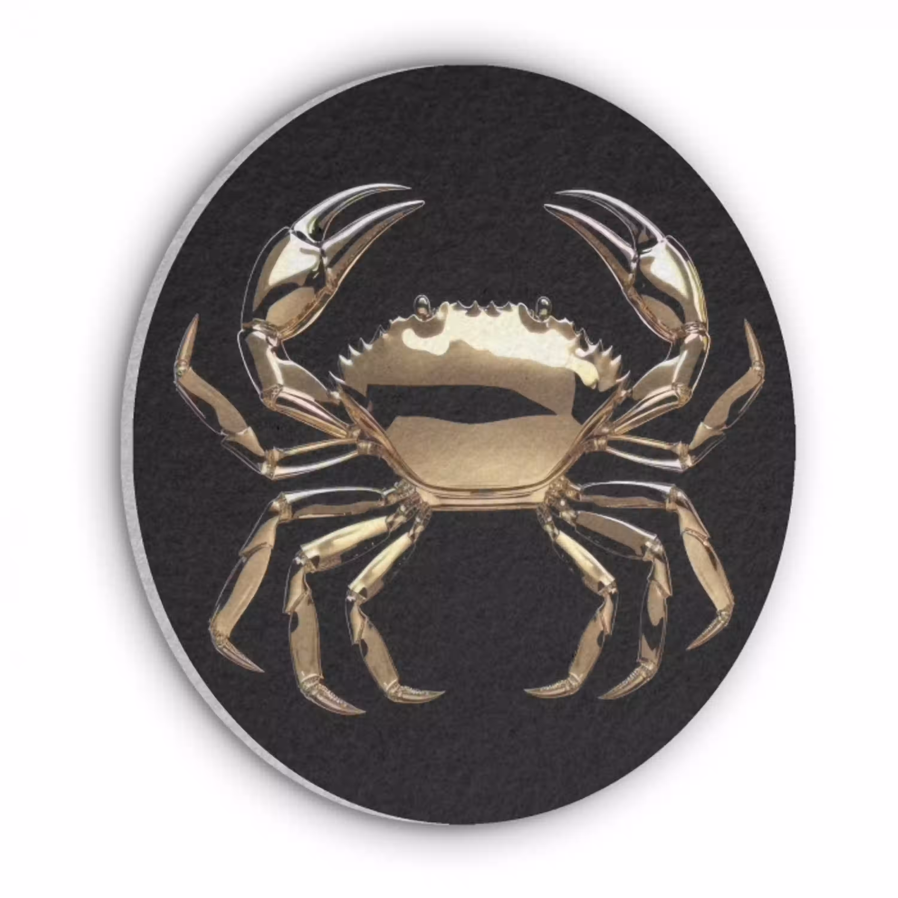 Goud - Krab - Dieren - Zwart Akoestische PET Vilt - Rond klein -3d