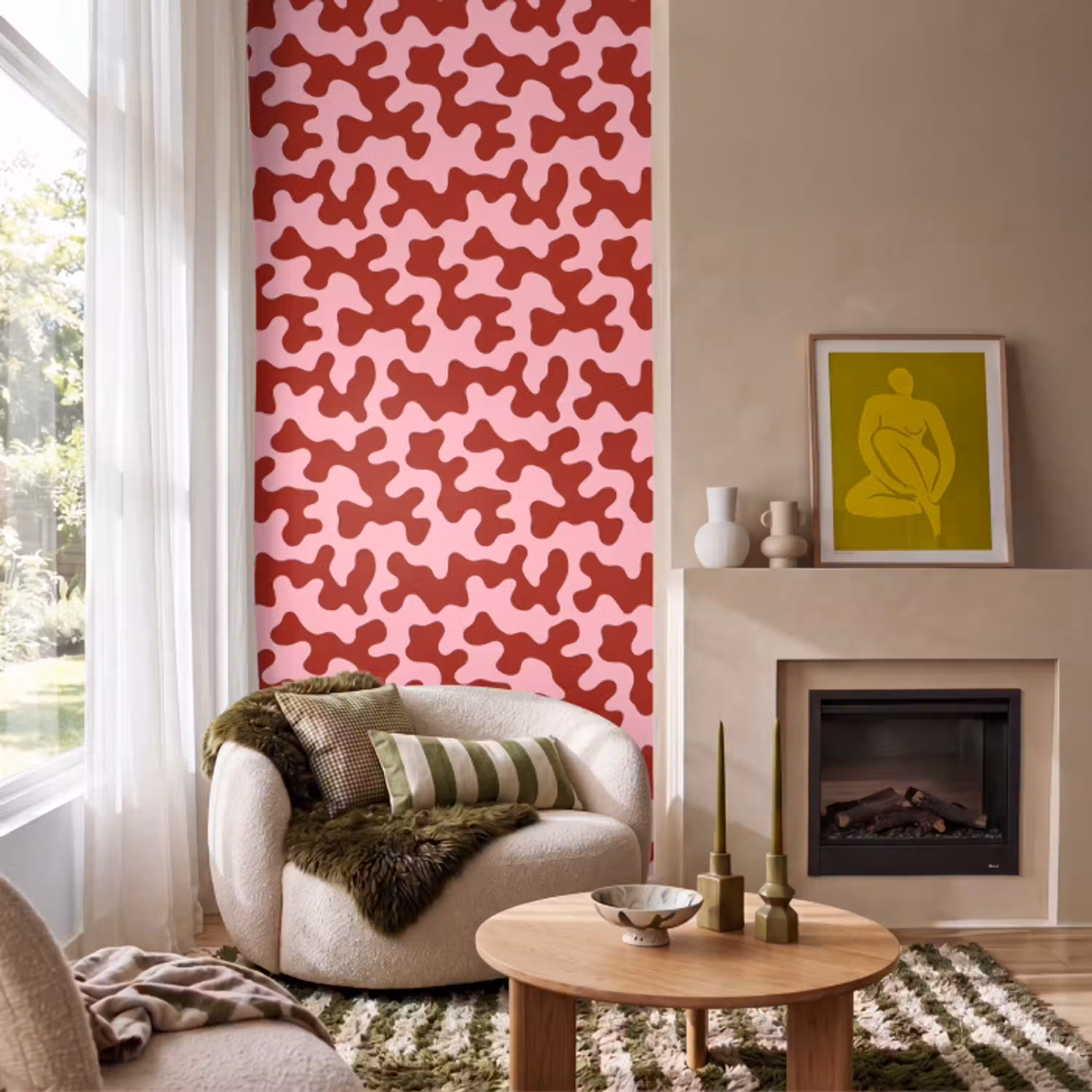 Modern - Abstract - Rood Behang Vlies klein 1076 -sfeer2