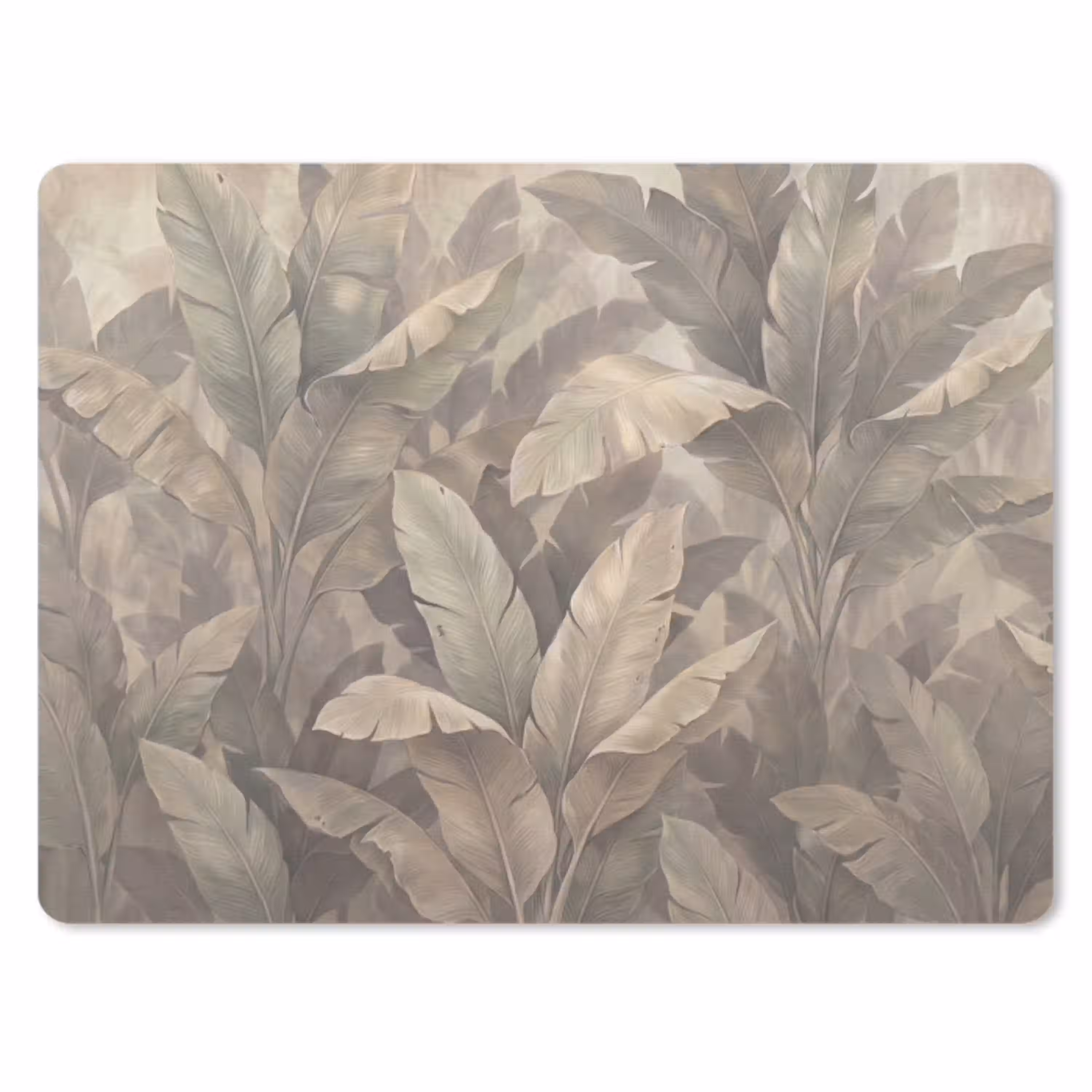 Bladeren - Tropisch - Natuur - Modern - Beige muismat rubber klein -3d