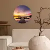 Steiger - Zonsondergang - Water - Zee - Reflectie Wandcirkel kunststof plaat 5mm dik klein -sfeer1