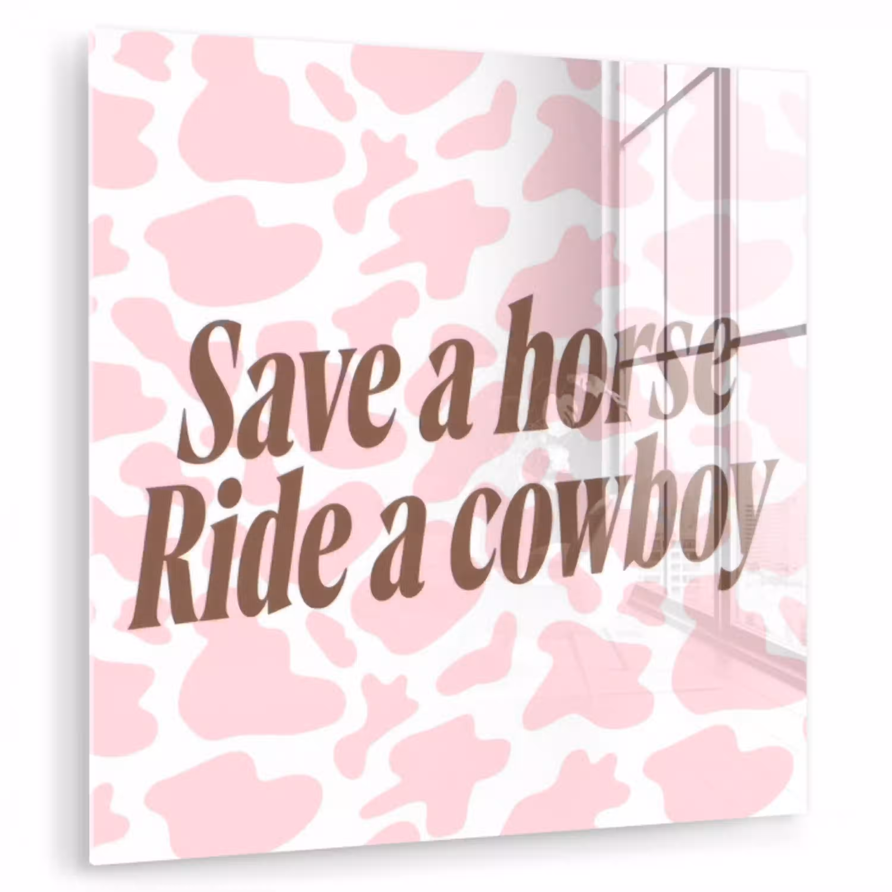 Koeienprint - Roze - Cowboy - Horse plexiglas 5mm klein -zzzproduct_nieuw
