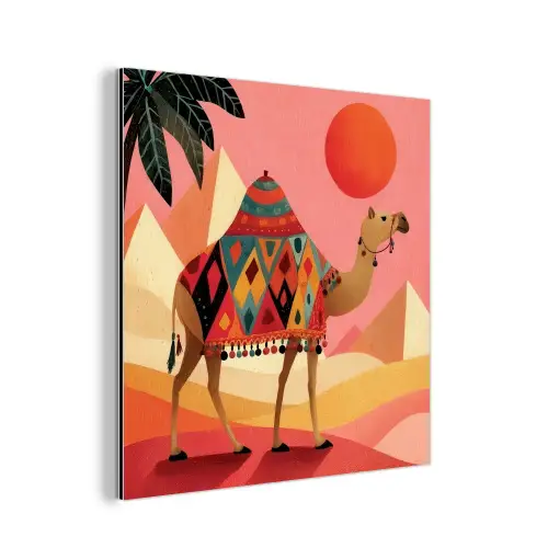 Kameel - Pyramides - Rode zon aluminium wit klein -3d