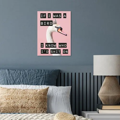 Zwaan - Vogel - Decoratie - Roze poster papier klein -sfeer2