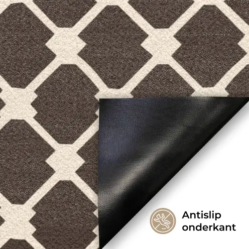 Bruin - Ruitpatroon - Geometrisch Deurmat klein 898 -antislip_NL