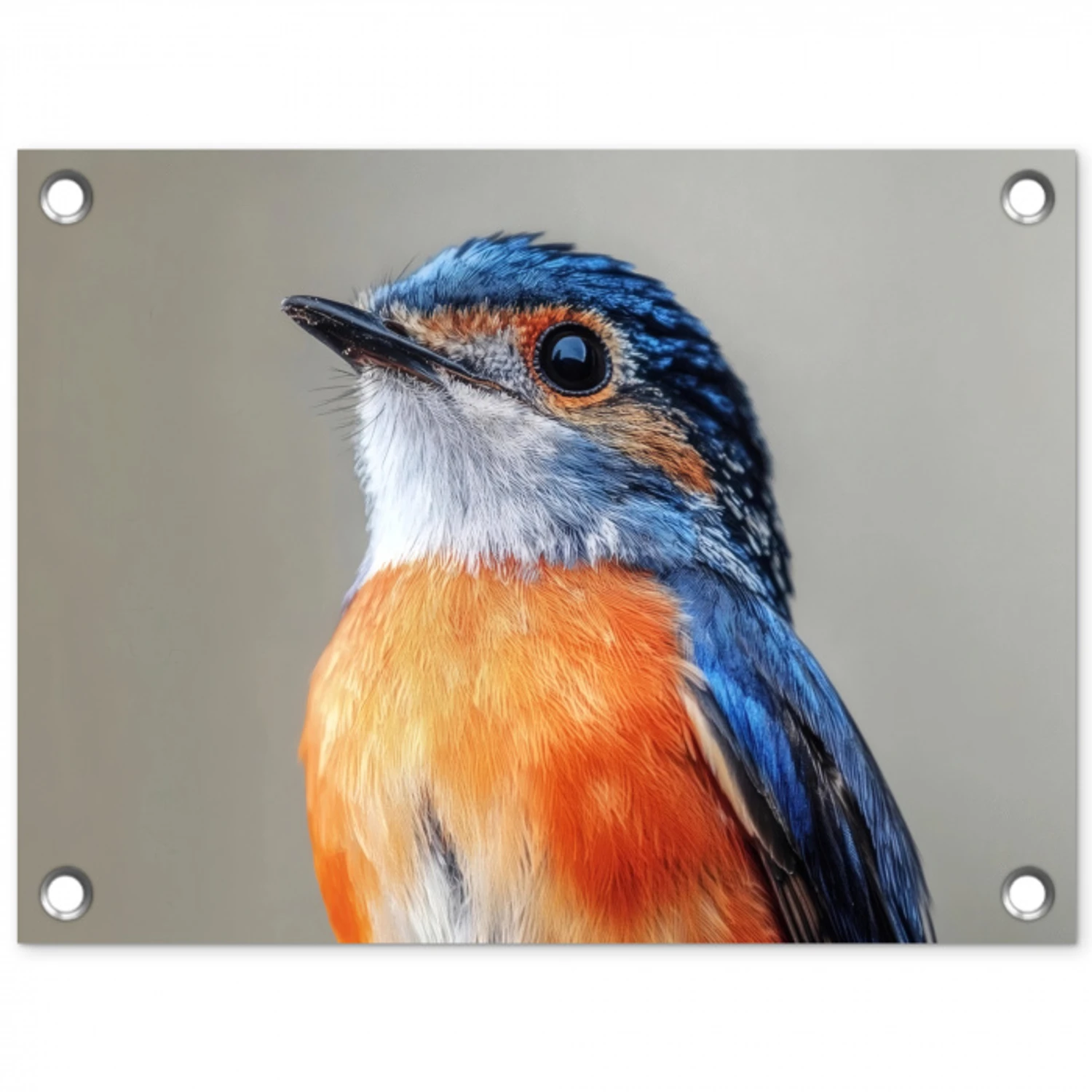 Kleurrijk - Vogeltje - Veren - Blauw tuinposter los doek klein -3d