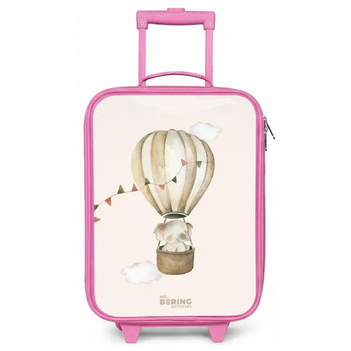 Olifant in een luchtballon Kinderkoffer - Roze klein -zz3dotto