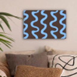 Kronkelende lijnen - Blauw - Bruin - Minimalistisch canvas 2cm klein 34 -sfeer1