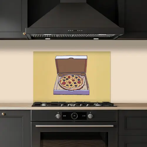 Pizza - Doos - Salami - Illustratie keuken achterwand spatscherm klein -sfeer1