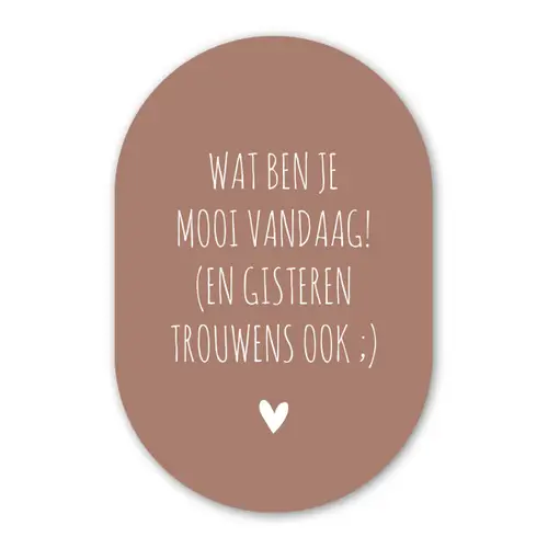Wat ben je mooi vandaag - Quotes - Spreuken Wandcirkel Ovaal Forex klein -3d