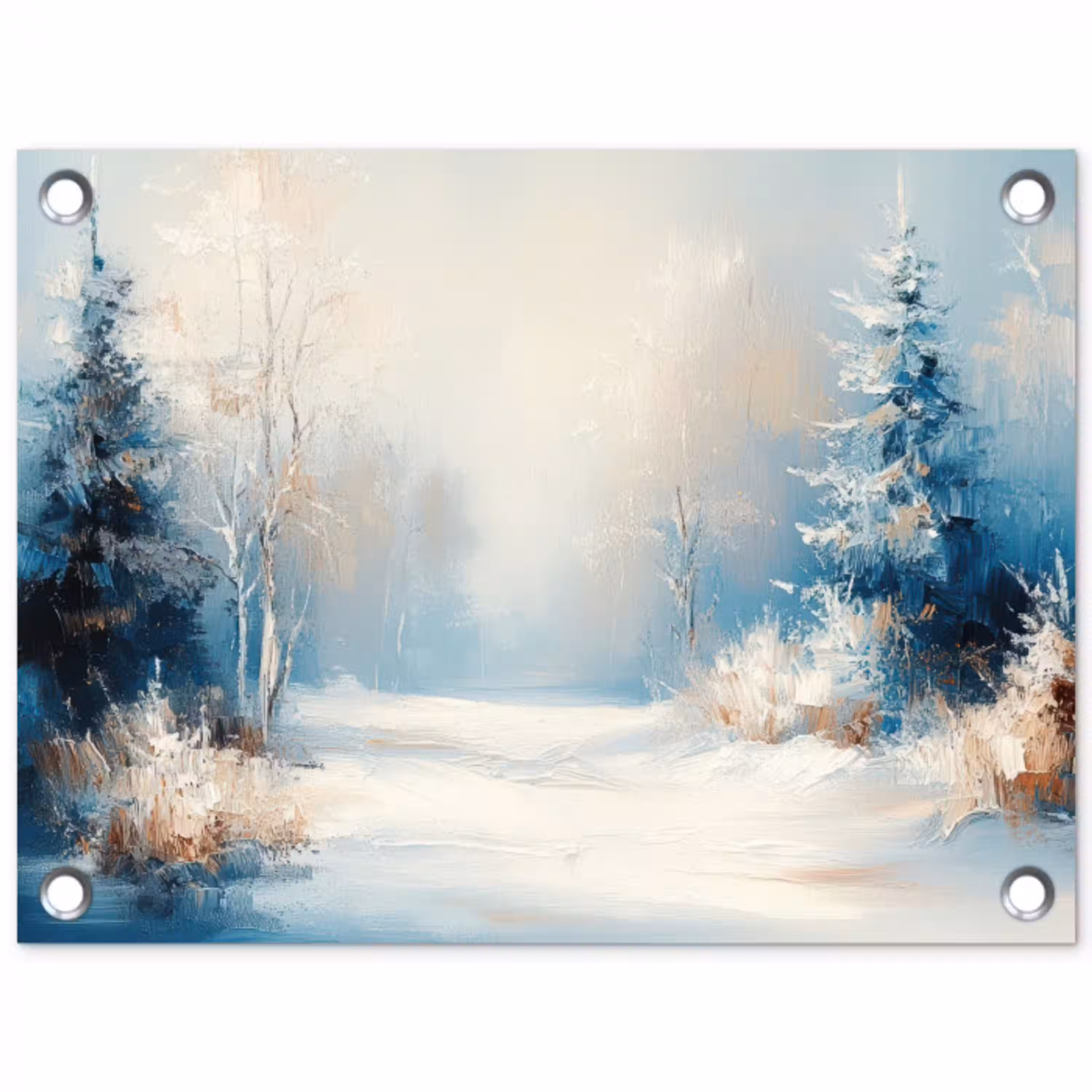 Bos - Winter - Natuur - Abstract - Sneeuw tuinposter los doek klein -3d