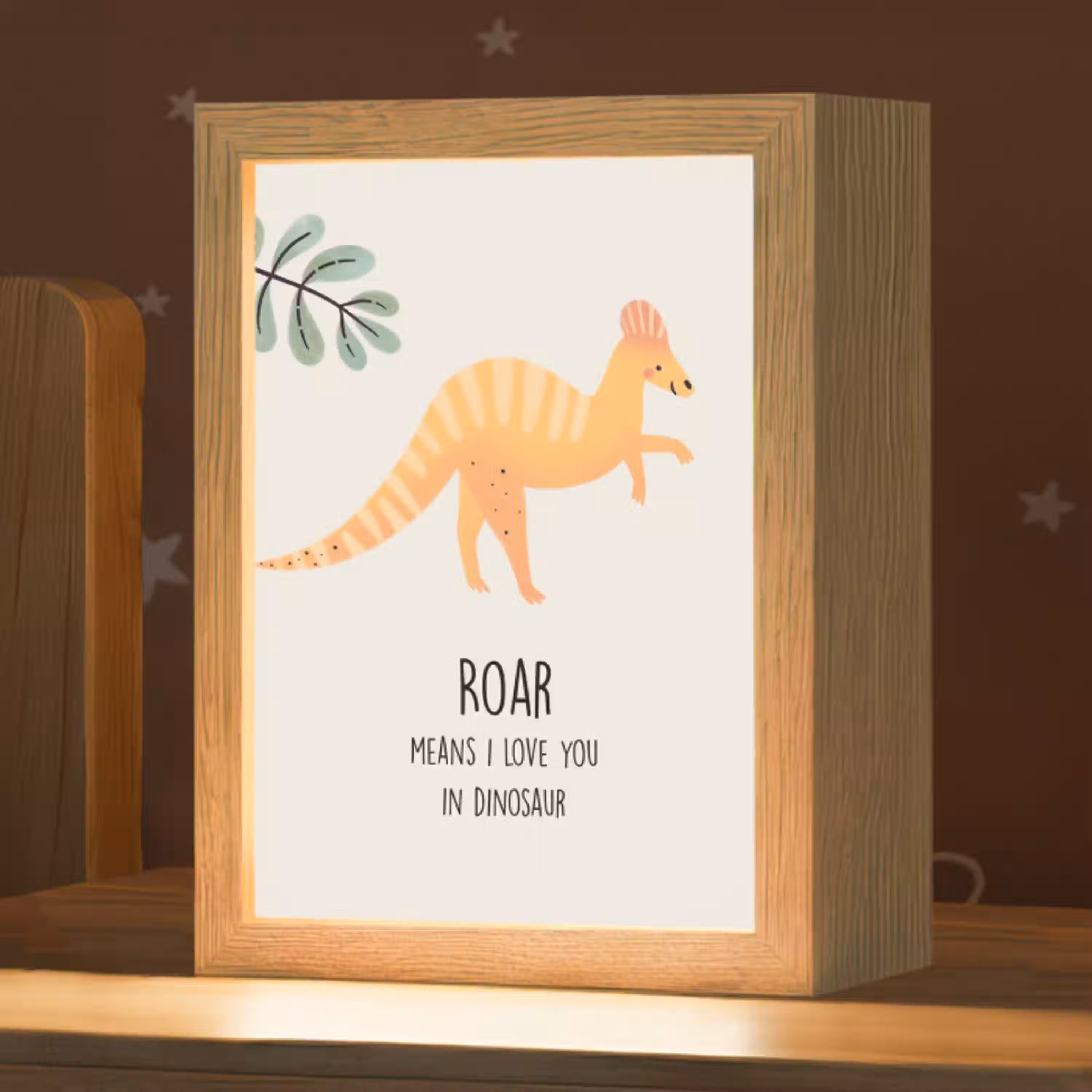 Kinderen - Dino - Beige - Quote - Roar, I love you Light Box met kabel klein -zzz_3d_website