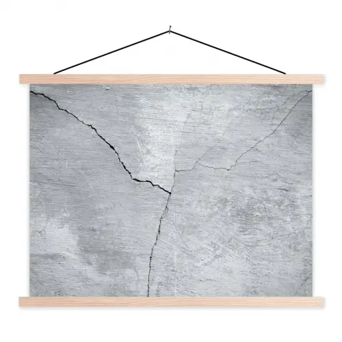 Beton - Scheur - Grijs textielposter latten blank klein -3d