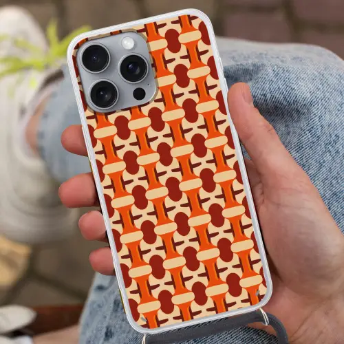 Geometrisch - Retro - Oranje Hoesje iPhone 16 Pro Max met koord klein 804 -sfeer3