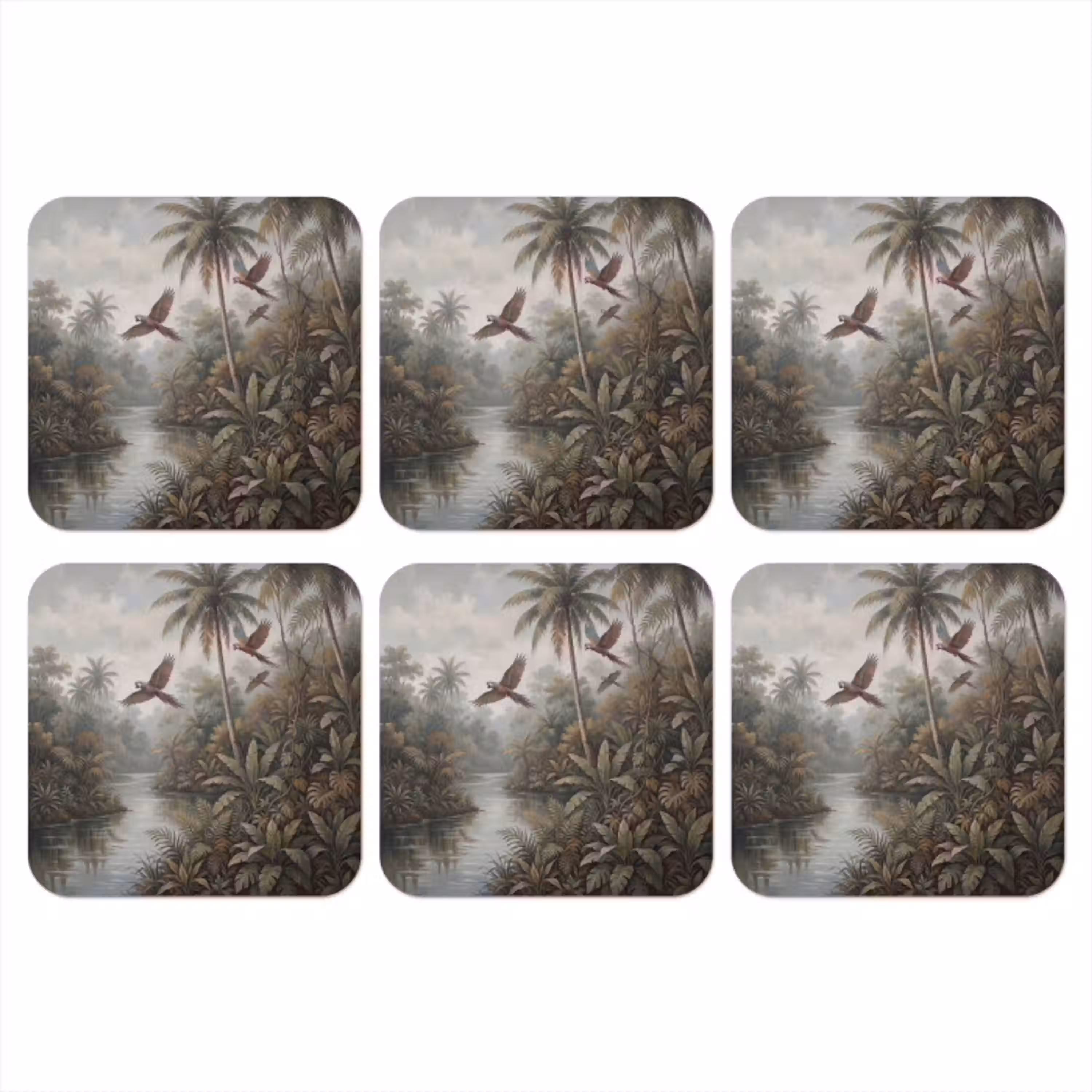Vogel - Vliegend - Tropisch - Landschap - Klassiek onderzetter kurk middel -3d