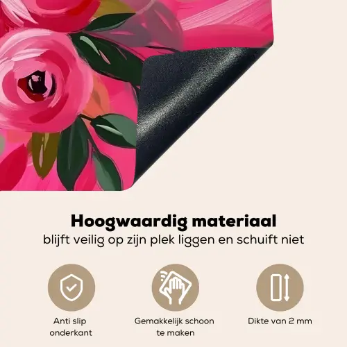 Bloemen - Verf - Roze Inductie beschemer met haakjes klein -ky-onderkant-nl