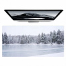 Meer - Dennen - IJs - Winter - Rustgevend Muismat XXL klein -zzz3d